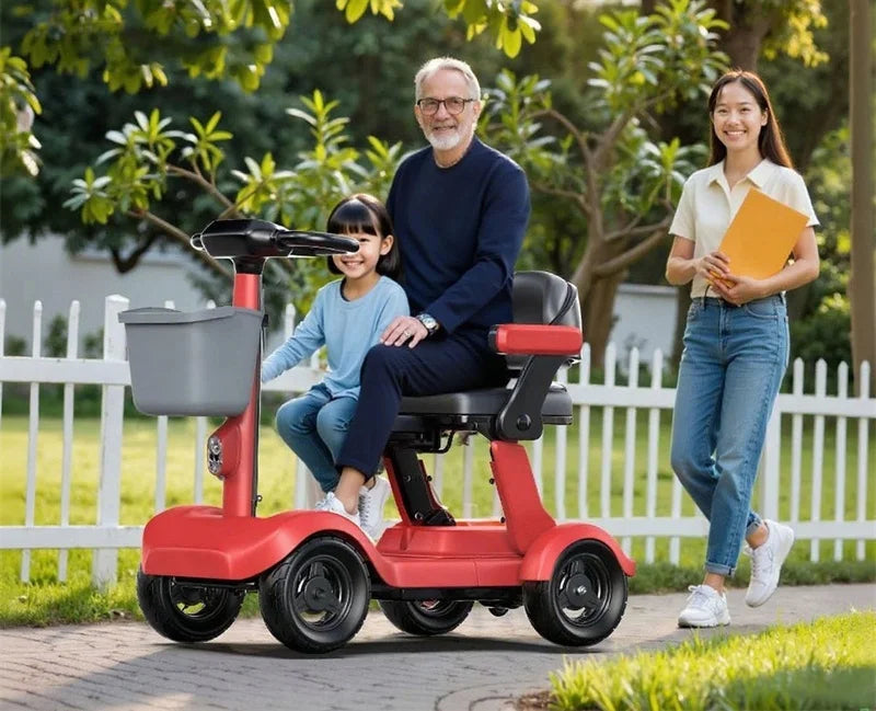 4-Wheel Folding Mobility Scooter with Baby Seat