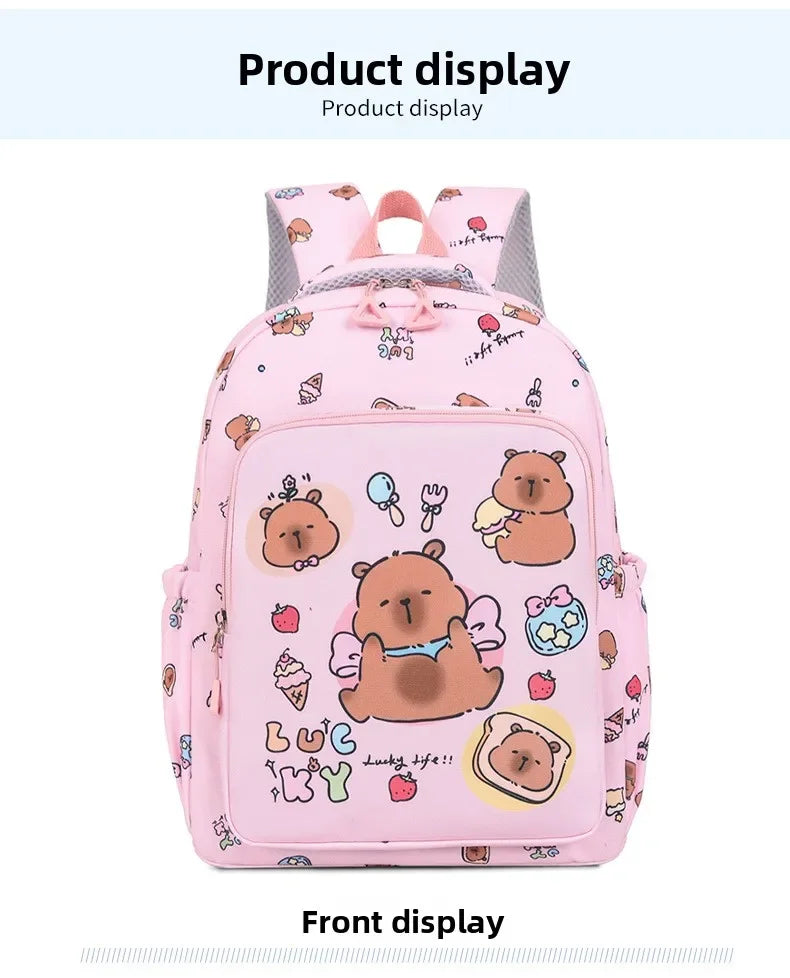 Capybara Backpack Set – Three-Piece Nylon School Set