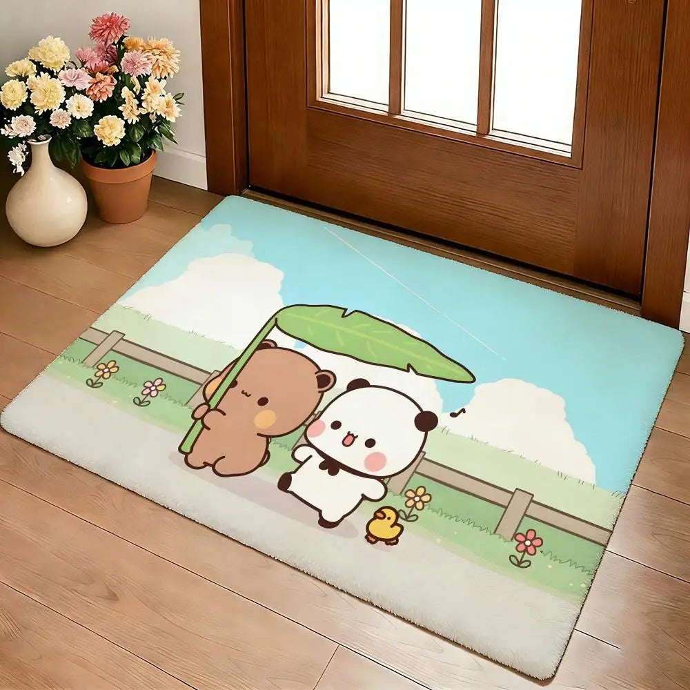 Bubu & Dudu Cute Flannel Floor Mat – Soft Non-Slip Rug for Living Room, Bedroom & Kitchen