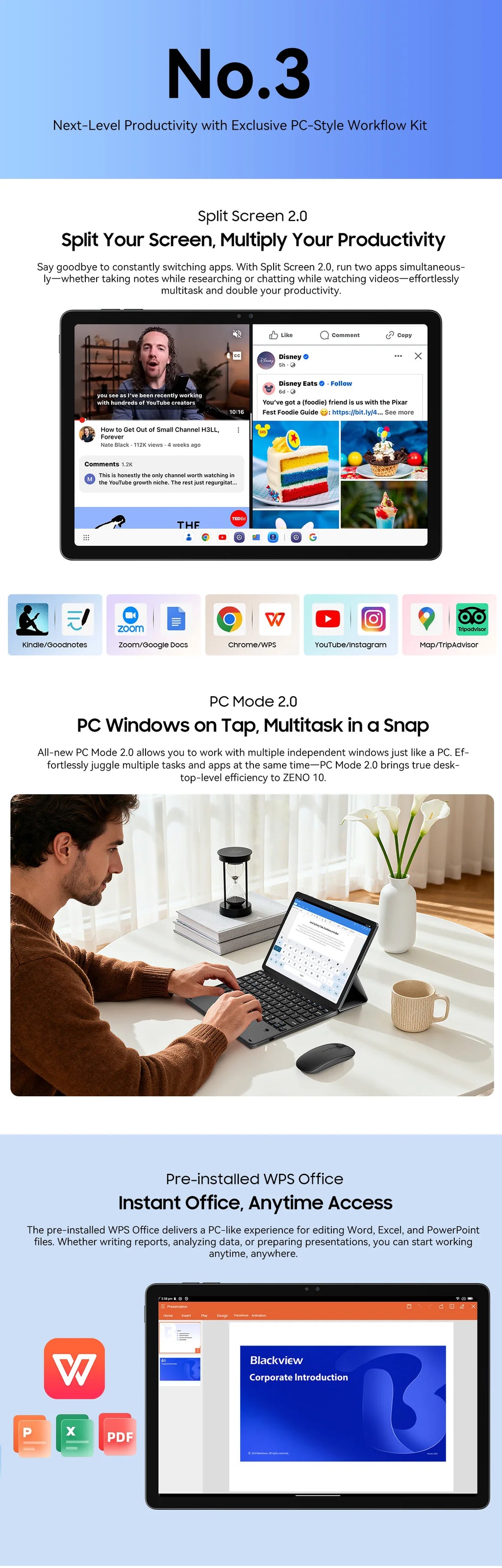Blackview Zeno 10 5G AI Tablet – 11" FHD+, 8GB RAM, 128GB, 8800mAh, Widevine L1