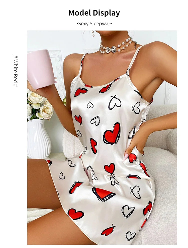 Silk Suspender Mini Nightdress — Sexy Spaghetti Strap Sleepwear