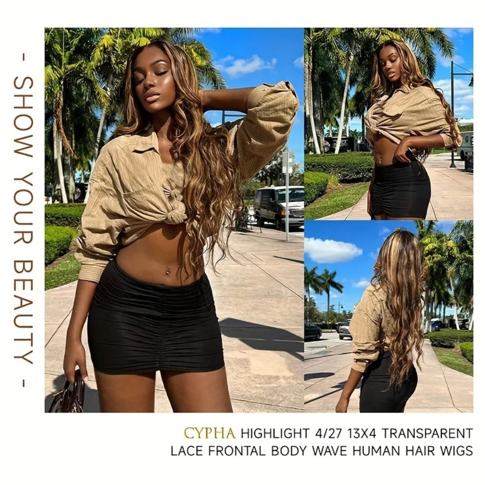 30 Inch Honey Blonde Ombre Body Wave Lace Front Wig | 4/27 Highlight 13x4 13x6 HD Glueless Pre-Plucked Brazilian Human Hair