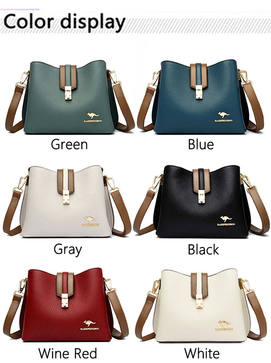KMFFLY Patchwork Lock Square Shoulder Crossbody Bag – High Capacity PU Leather Handbag for Women