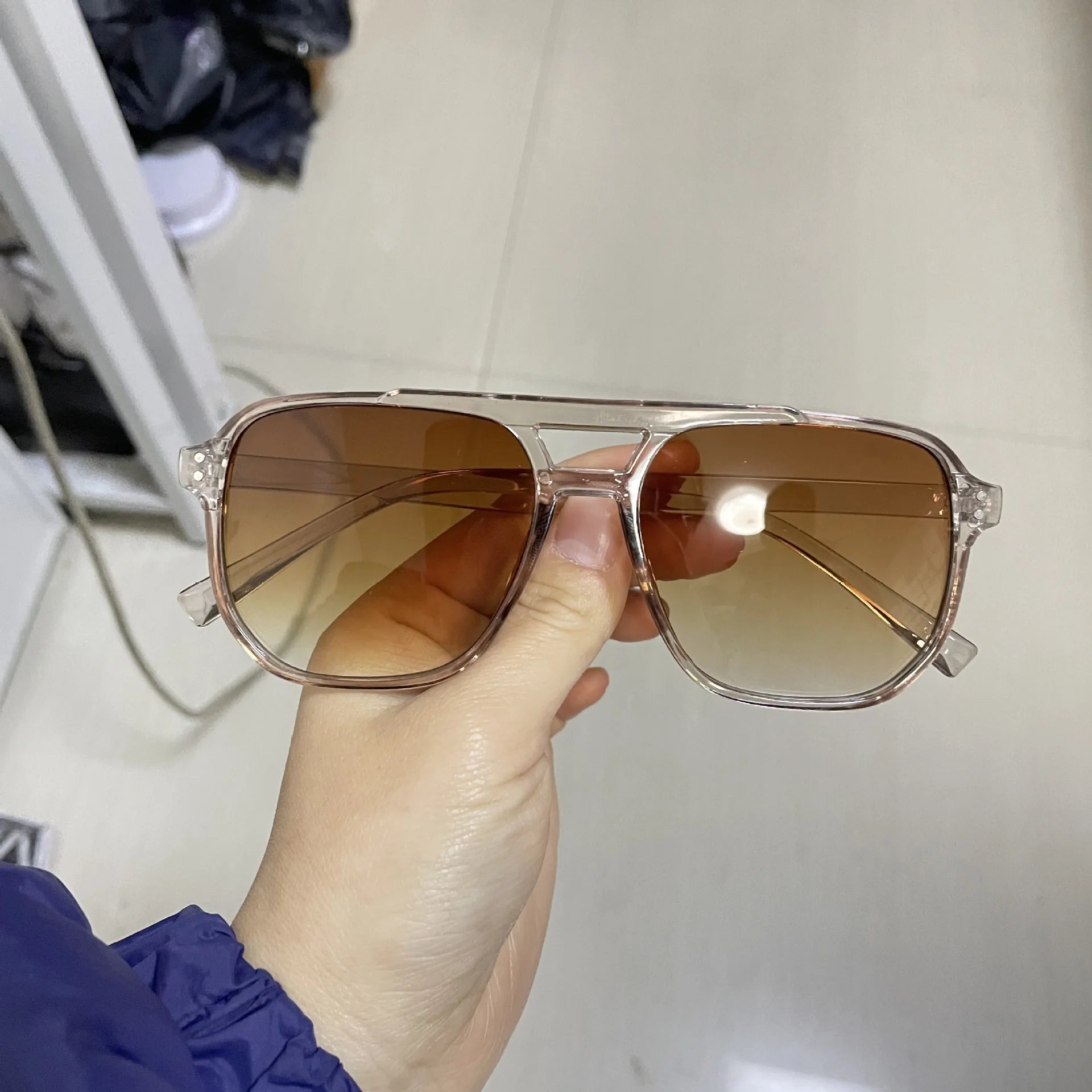 Vintage Unisex Square Sunglasses — UV400 Black Lens Fashion Shades for Men & Women