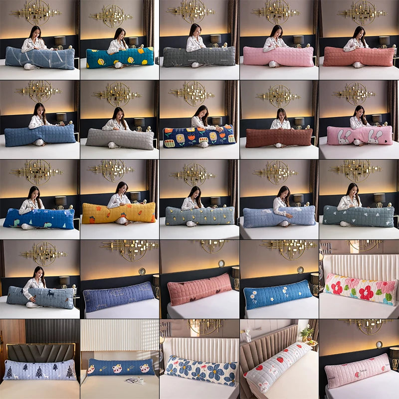 Quilted Long Body Pillow Case – Soft Cotton Cartoon Print, 120/150/180cm