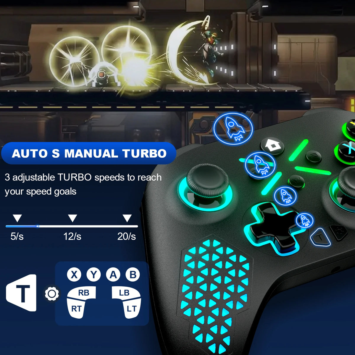 Wireless Xbox Gamepad – 2.4G, Dual Vibration, 6-Axis Gyroscope for Xbox One/S/X, Win 7/8/10