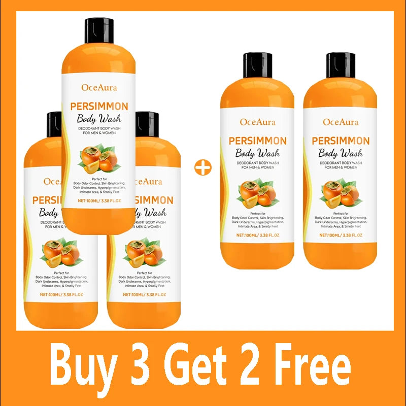Persimmon Body Wash Gel — Gentle Cleansing, Moisturizing & Body Odor Remover Shower Gel 100ml