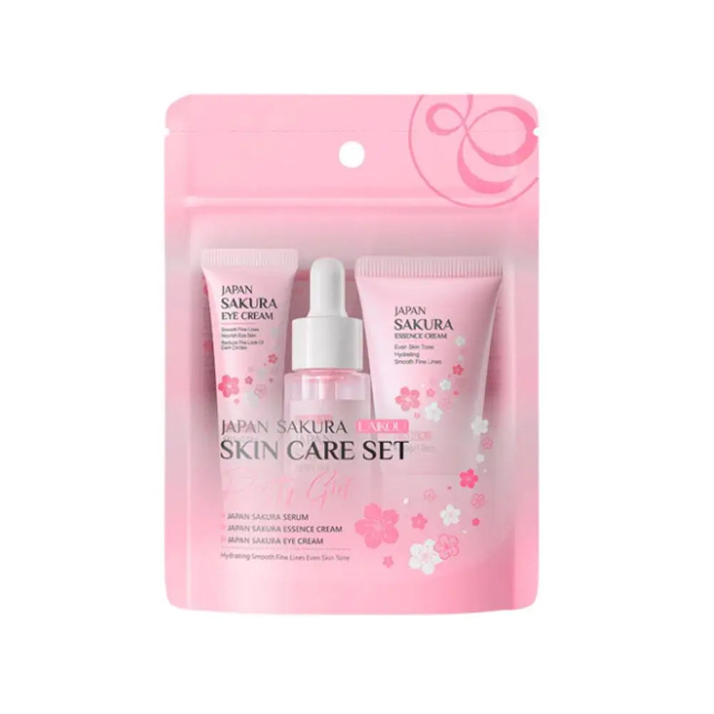 Sakura Skincare Gift Set – 3-Piece Travel Bag or 5-Piece Gift Box for Women