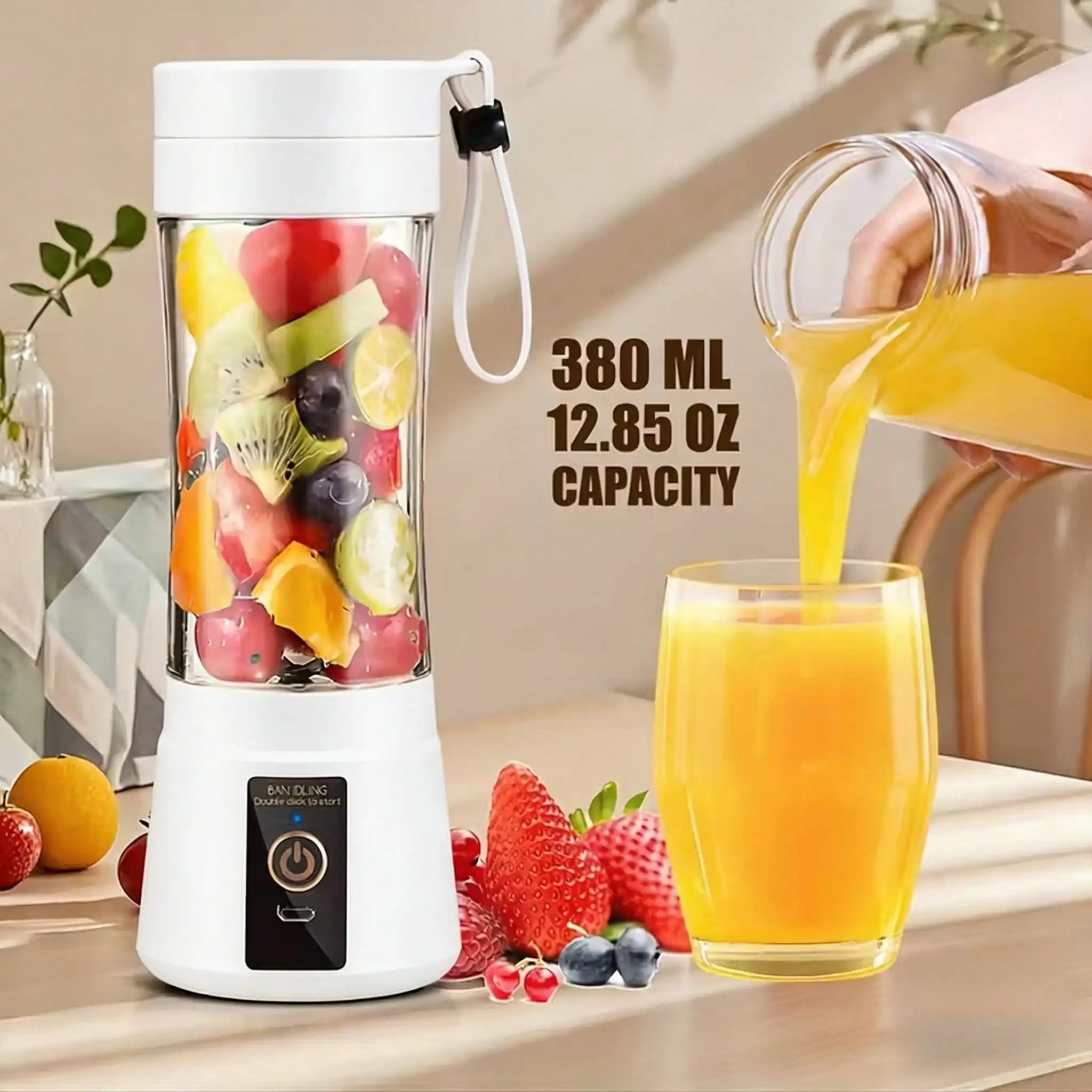 12-Blade Portable USB Juicer 500ML — Mini Personal Blender for Smoothies & Shakes