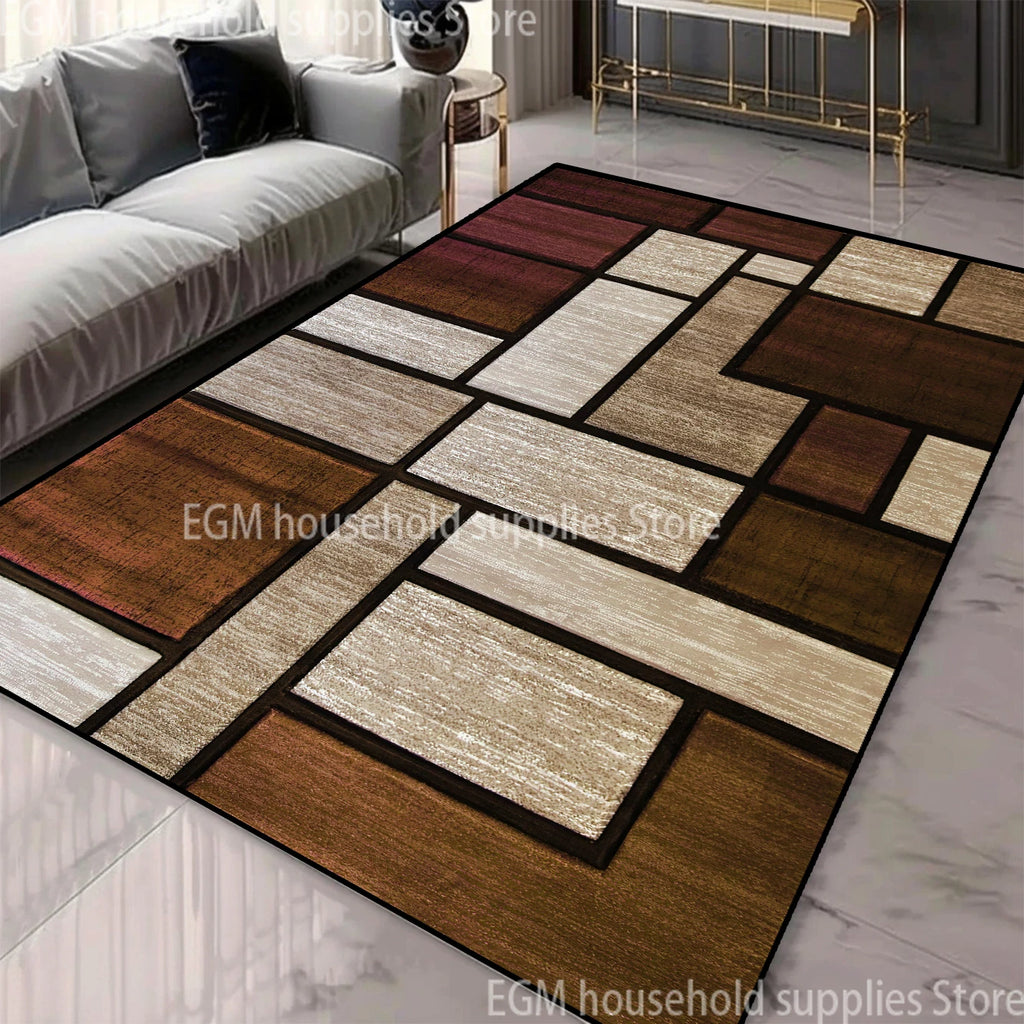 Nordic Geometric Large Area Rug – Machine Washable Non-Slip Carpet for Living Room