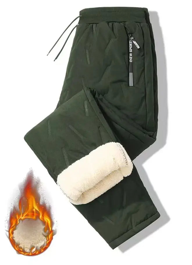 Men's Cashmere-Lined Thick Cotton Pants — Warm Winter Casual Trousers