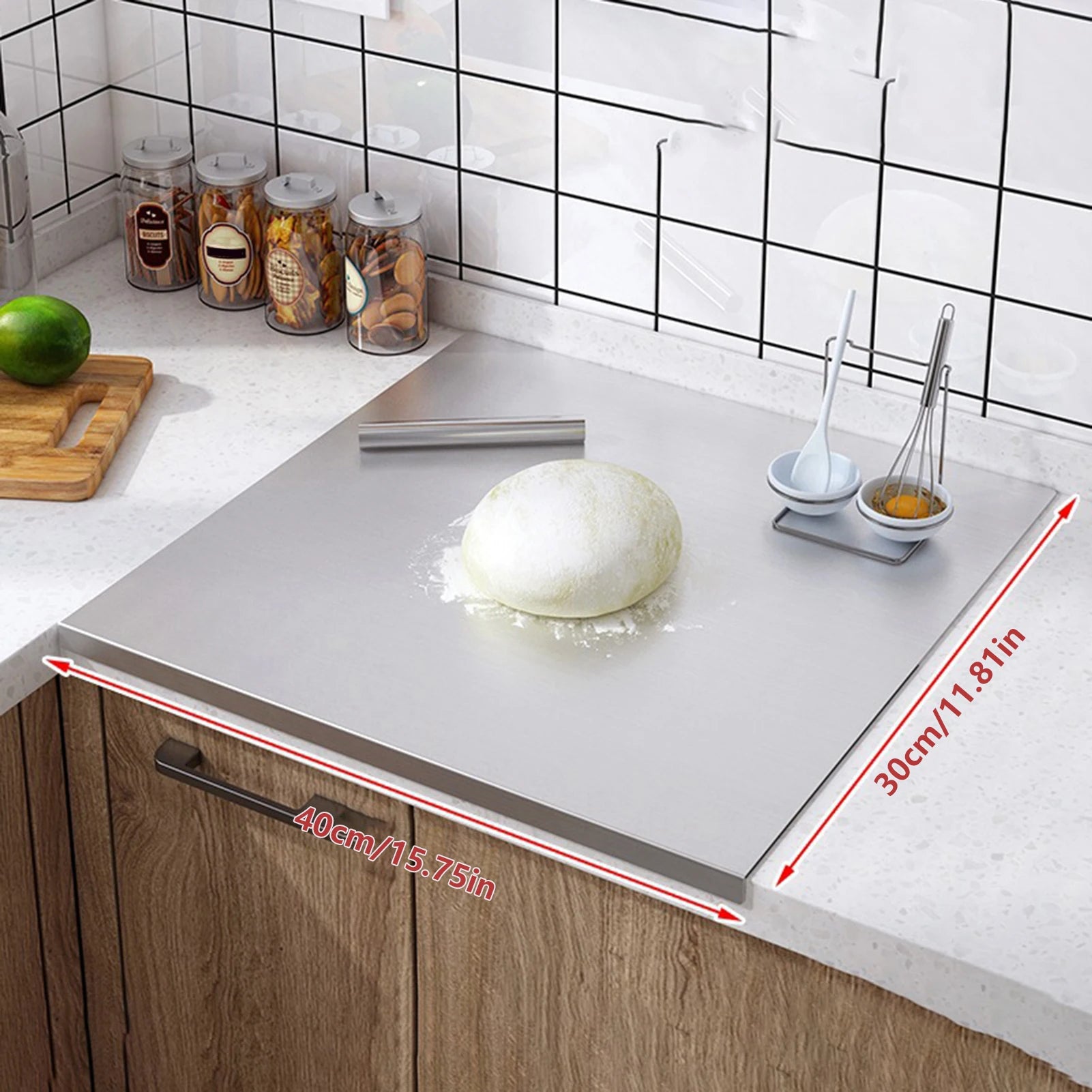 Non-Slip Stainless Steel Cutting Board — Eco-Friendly Kitchen Chopping Board for Vegetables, Meat & Dough (S & L)