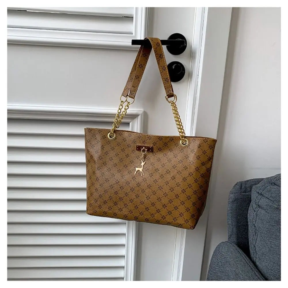 Luxury Print Bucket Tote Shopping Bag – Large Capacity Fashion Shoulder Purse for Women