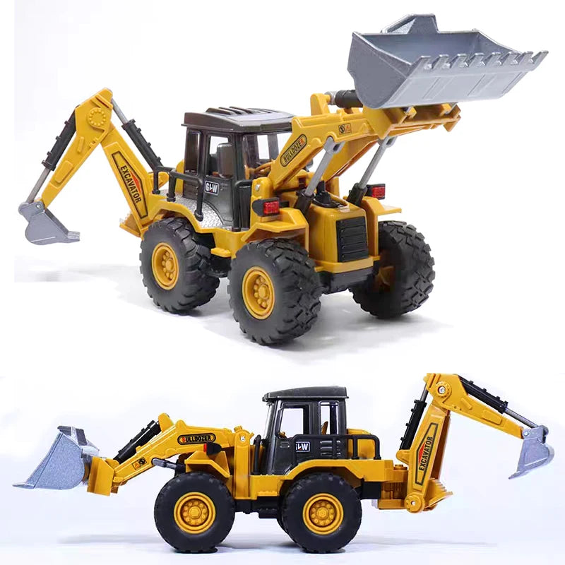 Die-Cast Engineering Vehicle Toy – Excavator, Crane, Bulldozer & Backhoe for Kids
