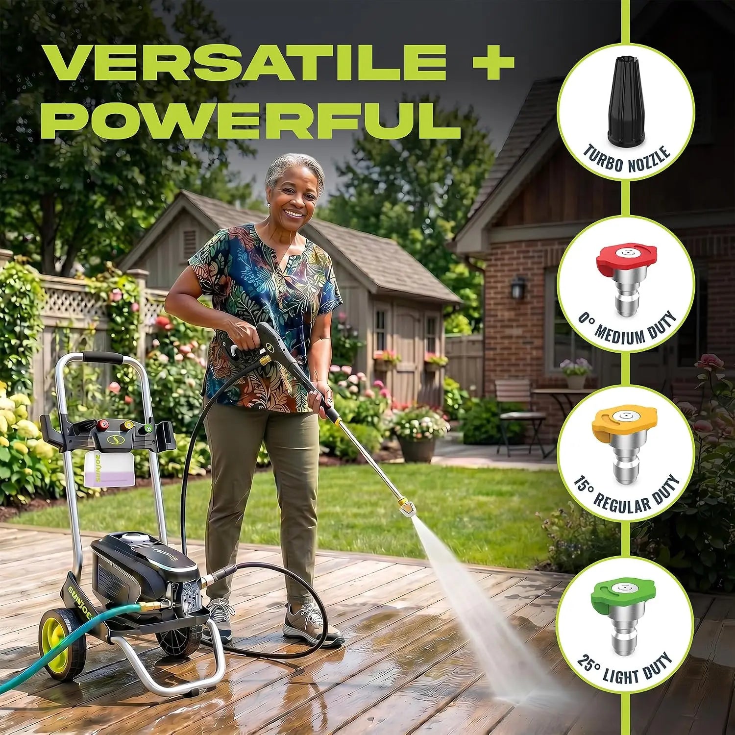 2200 PSI Electric Pressure Washer with Foam Cannon – 1.1 GPM, Turbo Nozzle, 25 Ft Hose