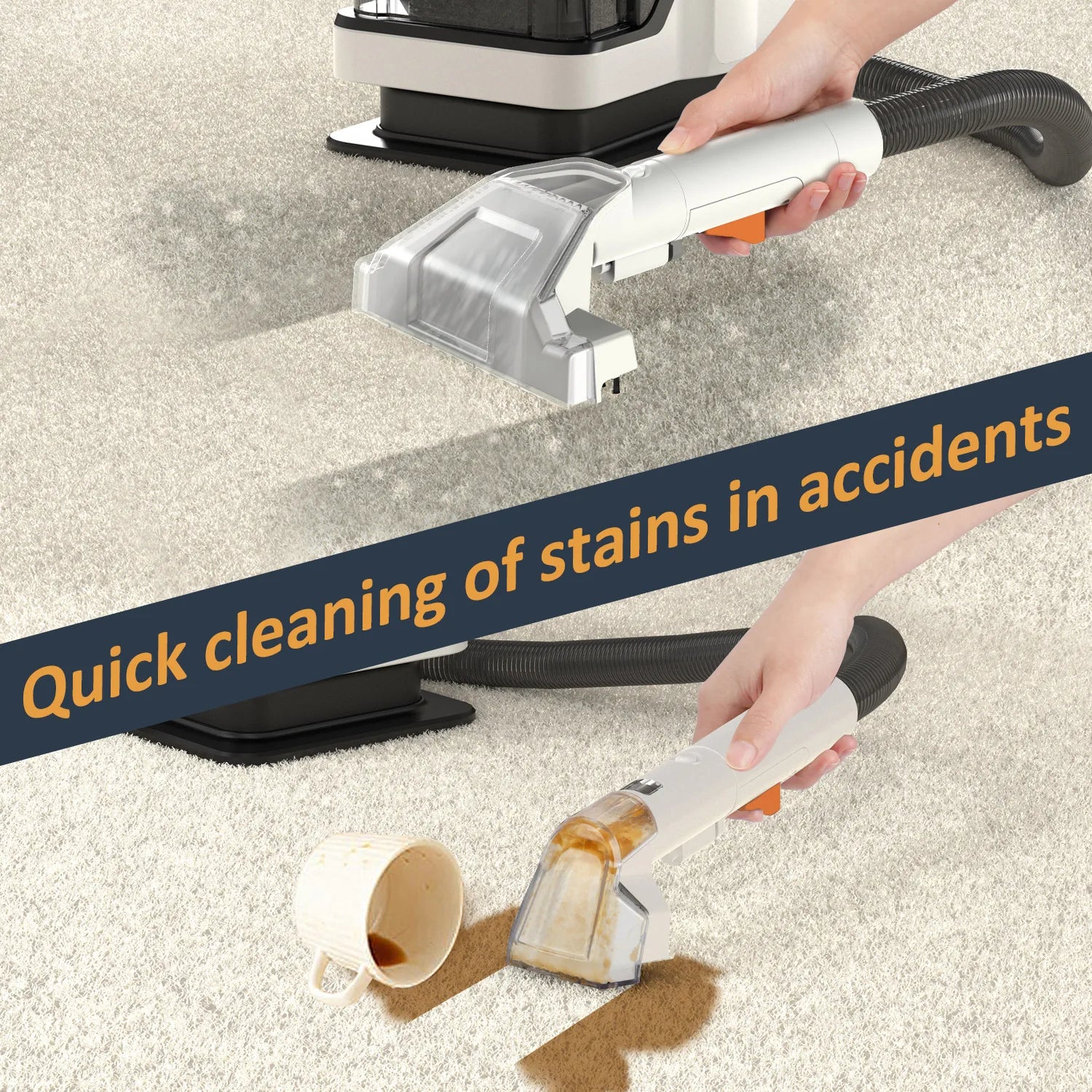 OMESER W05 Handheld Carpet & Upholstery Cleaner — 750W 15Kpa Spot Clean Machine for Carpet, Sofa & Car