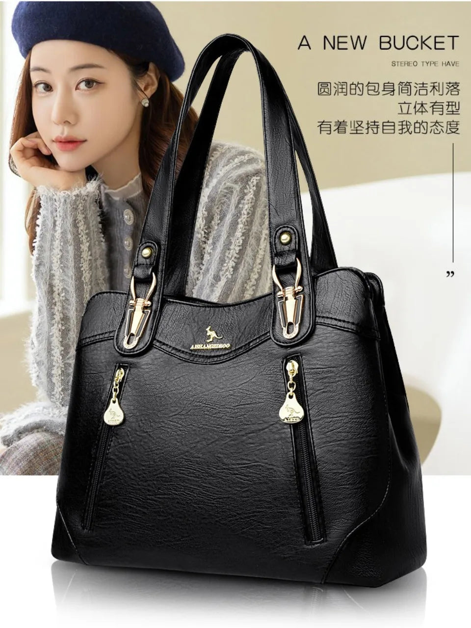 VANDERWAH Bark Pattern Microfiber Leather A4 Tote Bag – Luxury Designer Shoulder Handbag for Women