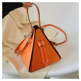 Triangle Shape PU Shoulder Bag – Luxury Designer Hard Shell Crossbody Handbag for Women