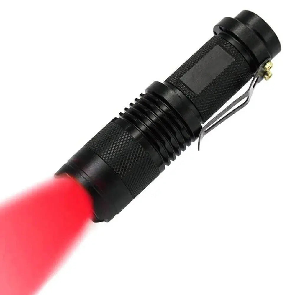 Portable LED Flashlight | Green, Blue & Red Light, Adjustable Focus, 160 Lumens, Waterproof Aluminum Pocket Torch
