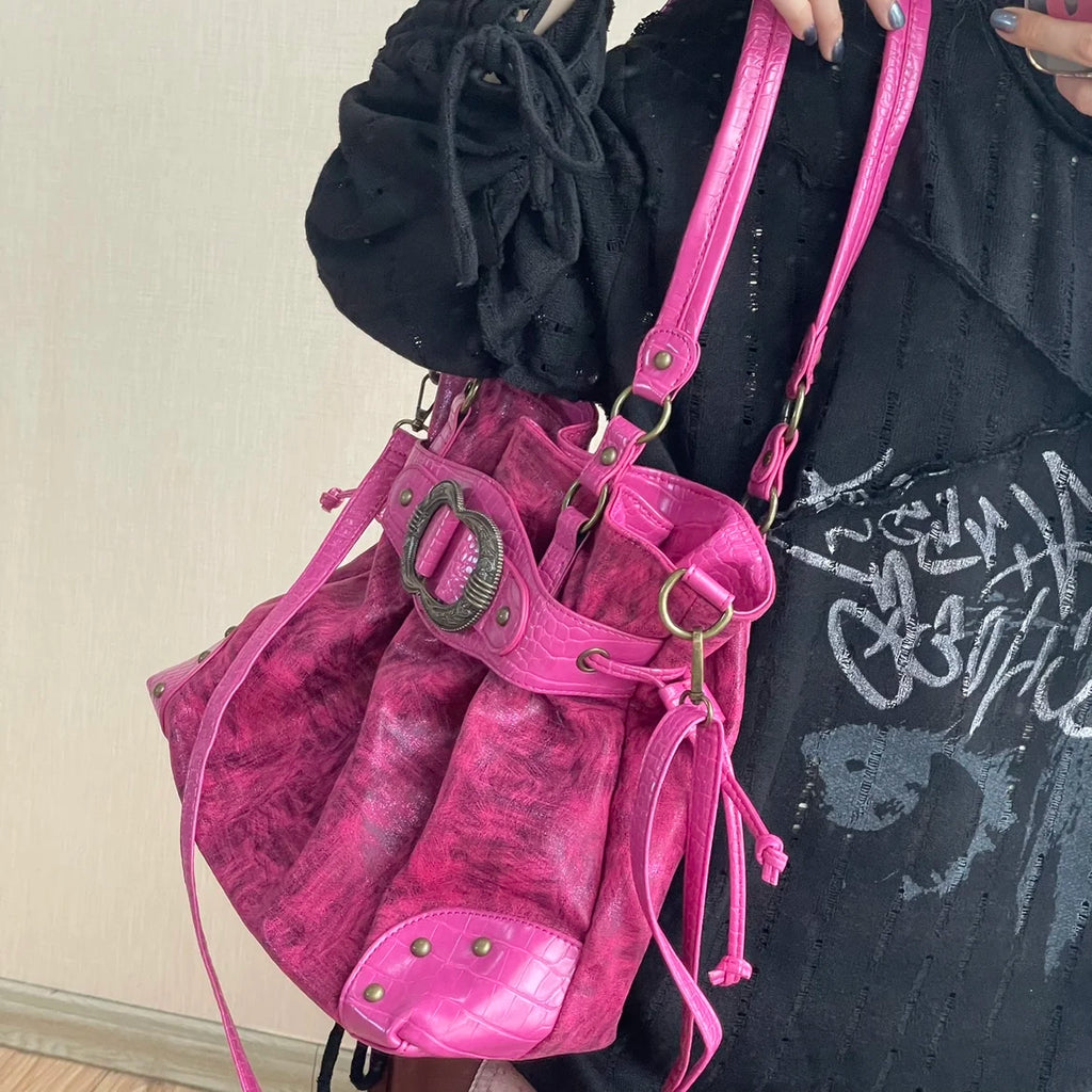 ABQP Vintage Distressed Large Capacity Underarm Tote Crossbody Bag – Designer Shoulder Handbag for Women