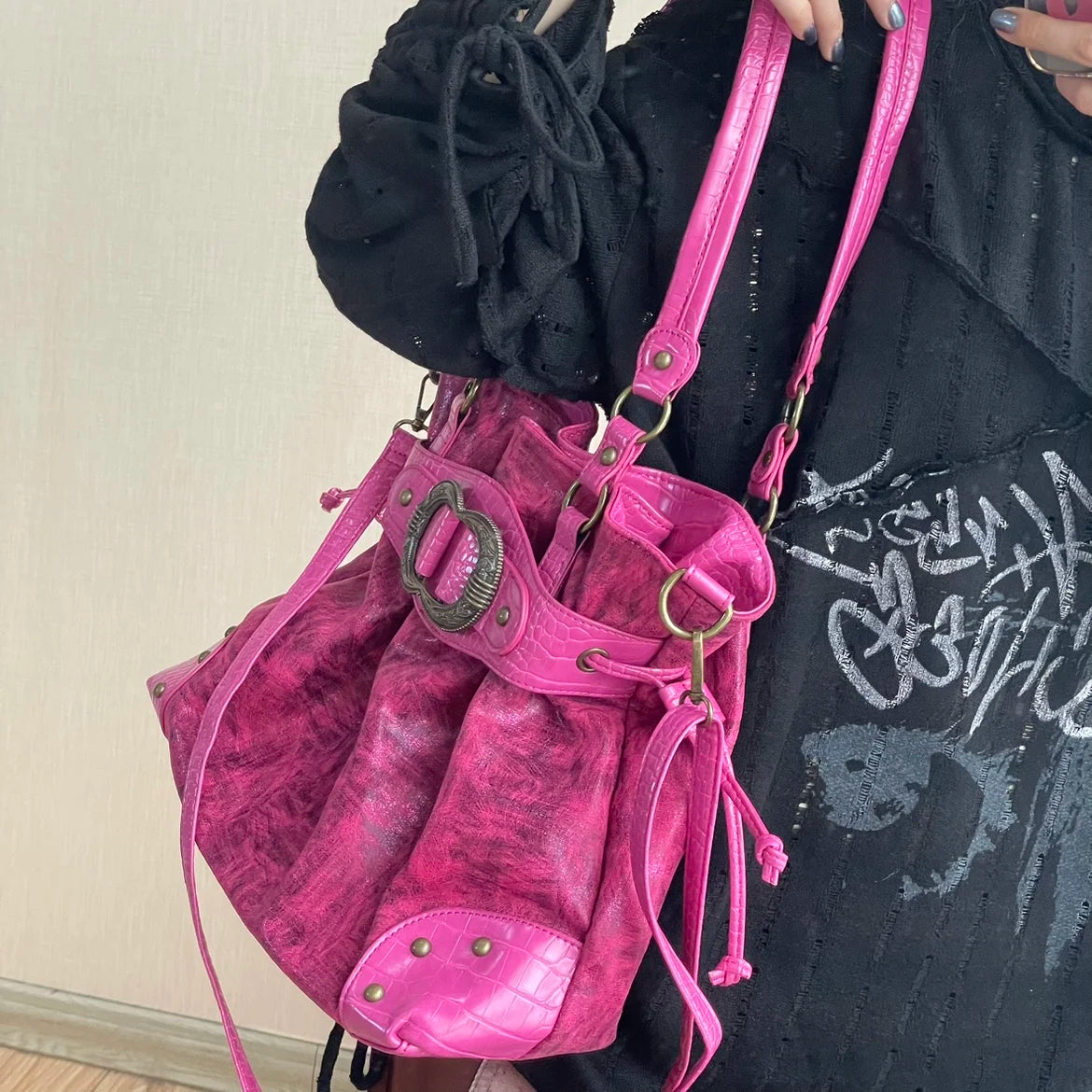 ABQP Vintage Distressed Large Capacity Underarm Tote Crossbody Bag – Designer Shoulder Handbag for Women