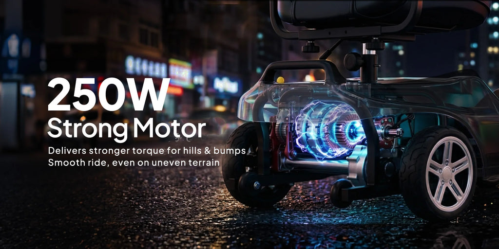 Foldable 4-Wheel Mobility Scooter – 250W, 10-Mile Range