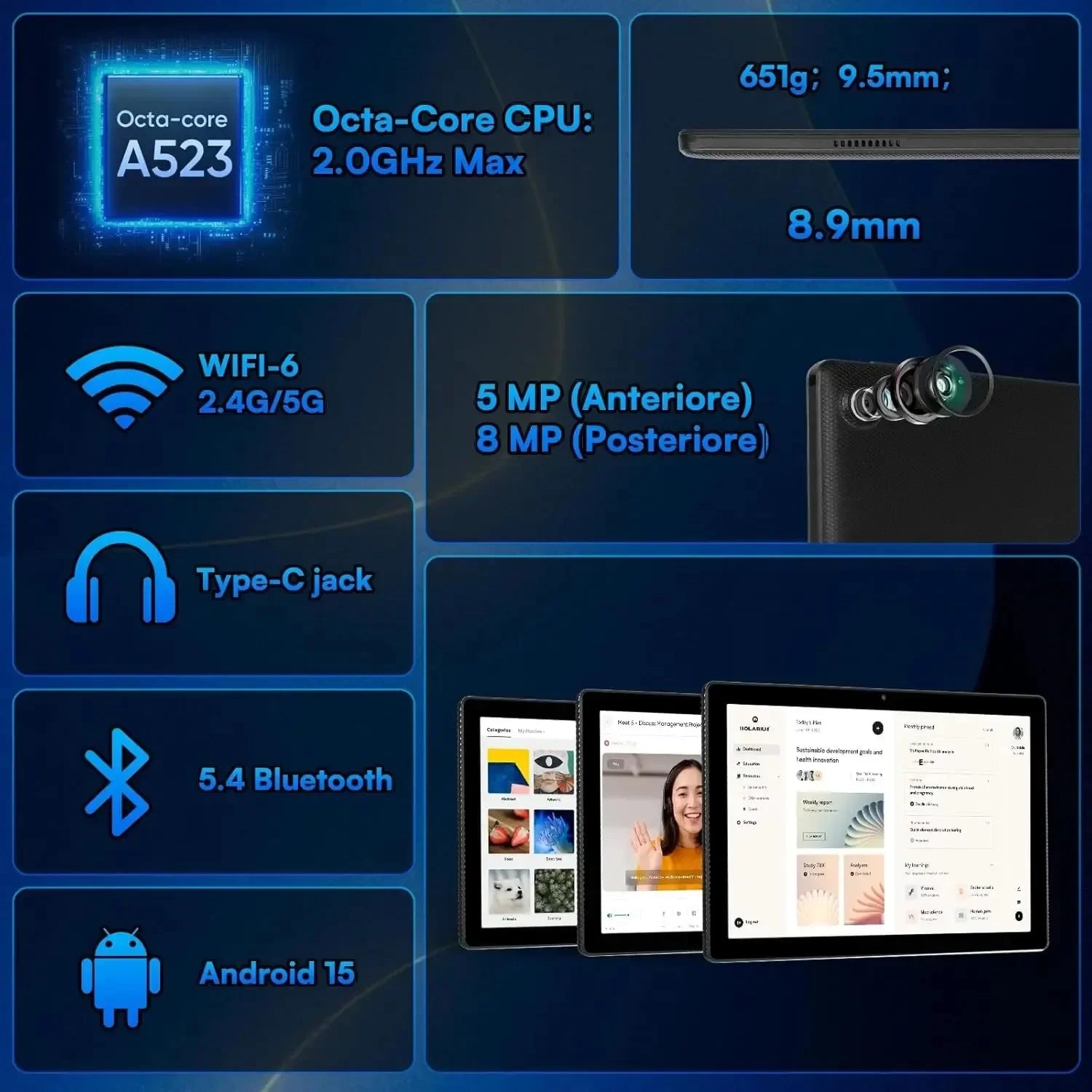 URAO 10" Android 15 Tablet – 20GB RAM, 64GB, Wi-Fi 6, Widevine L1, Keyboard Set