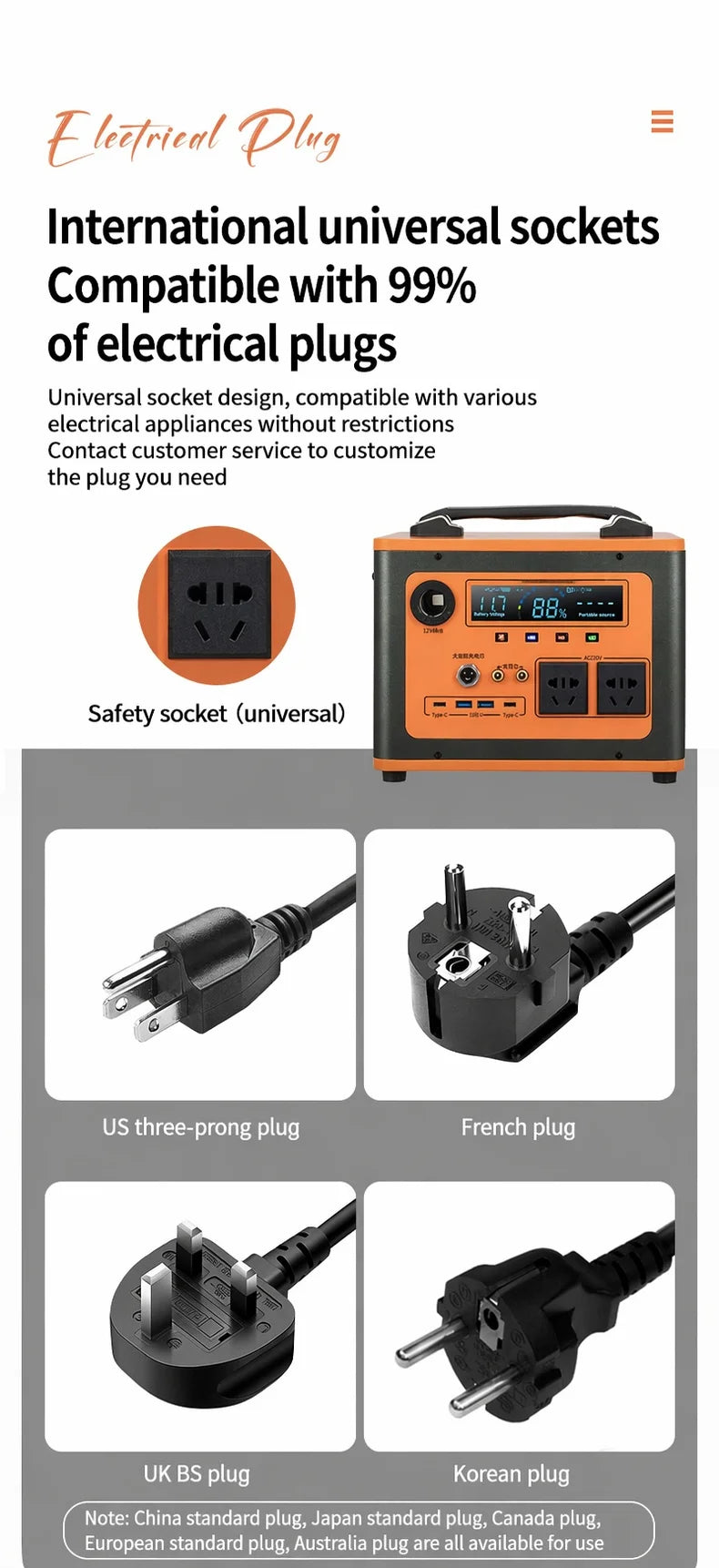 LiFePO4 Portable Power Station with AC & USB-C