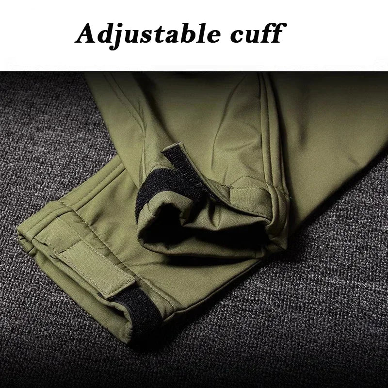 Men's Tactical Soft Shell Jacket & Cargo Pants Set – Waterproof Fleece-Lined Winter 2-Piece