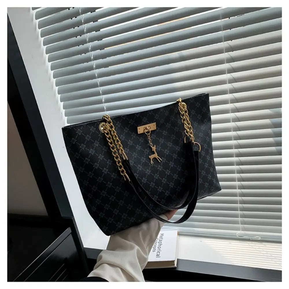 Luxury Print Bucket Tote Shopping Bag – Large Capacity Fashion Shoulder Purse for Women