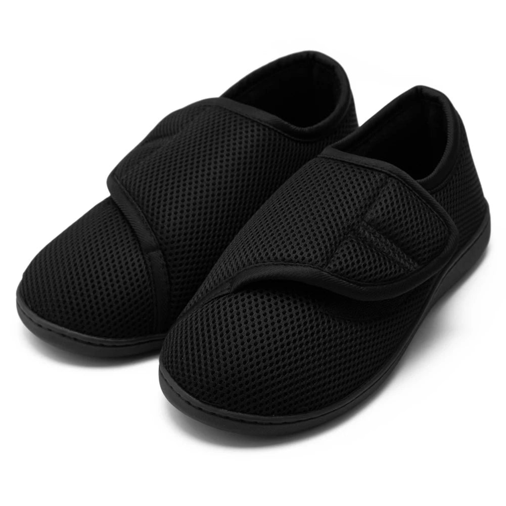 Unisex Wide Diabetic Sneakers – Plush Lining Lightweight Edema Shoes with Hook & Loop for Plantar Fasciitis