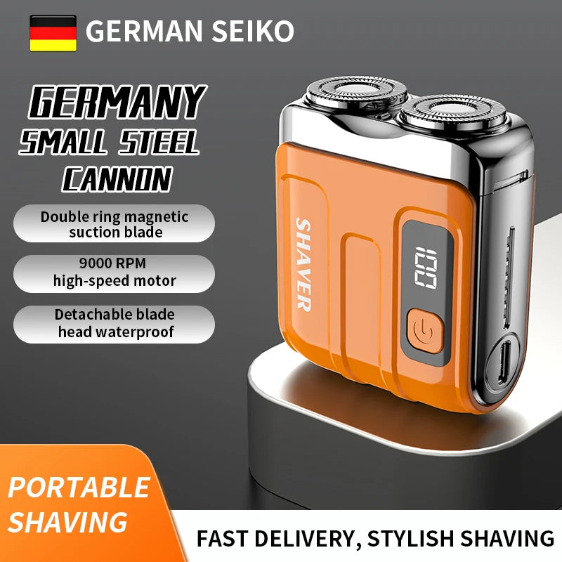 Mini Electric Smart Shaver – Digital Display, Dual Blade Rechargeable Beard Trimmer for Home & Car