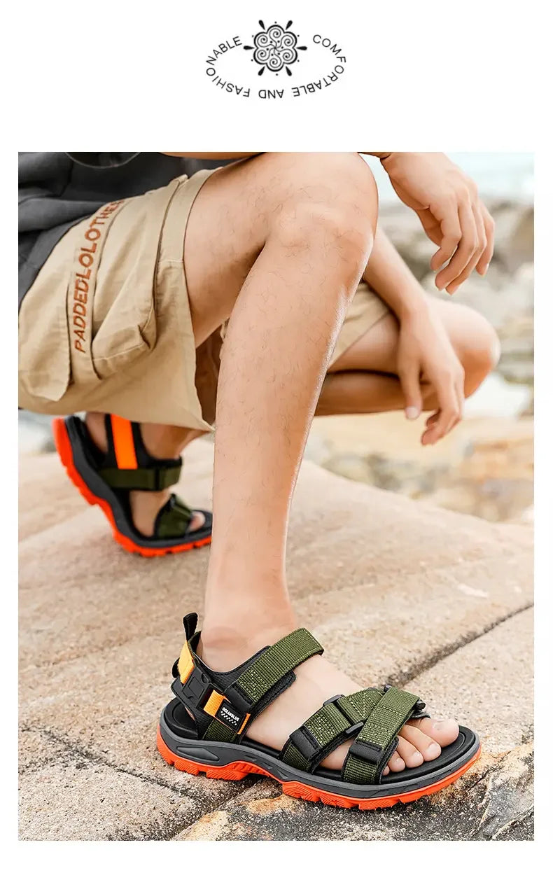 Men's Casual Outdoor Sport Sandals — Adjustable Ankle-Wrap Beach & Hiking Sandals
