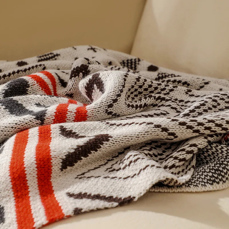 Boho Aztec Throw Blanket – Woven Plaid Sofa Cover, Wall Tapestry & Bed Blanket