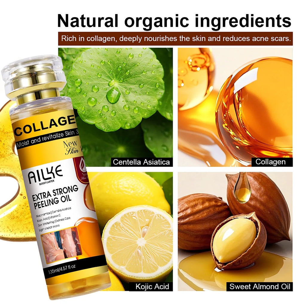 AILKE Collagen Yellow Peeling Oil — Stretch Mark Removal, Brightening & Gentle Exfoliation 135ml