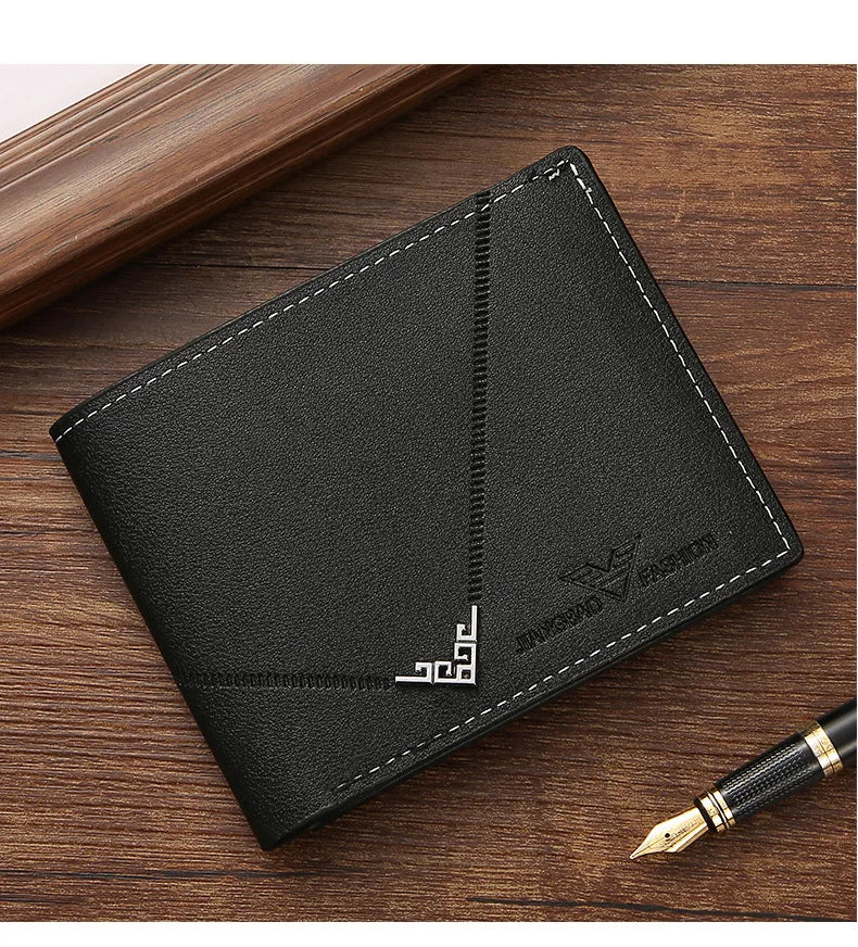 Men's Slim Money Clip Bifold Wallet – Leather Card Holder & Multi-Card Business Wallet