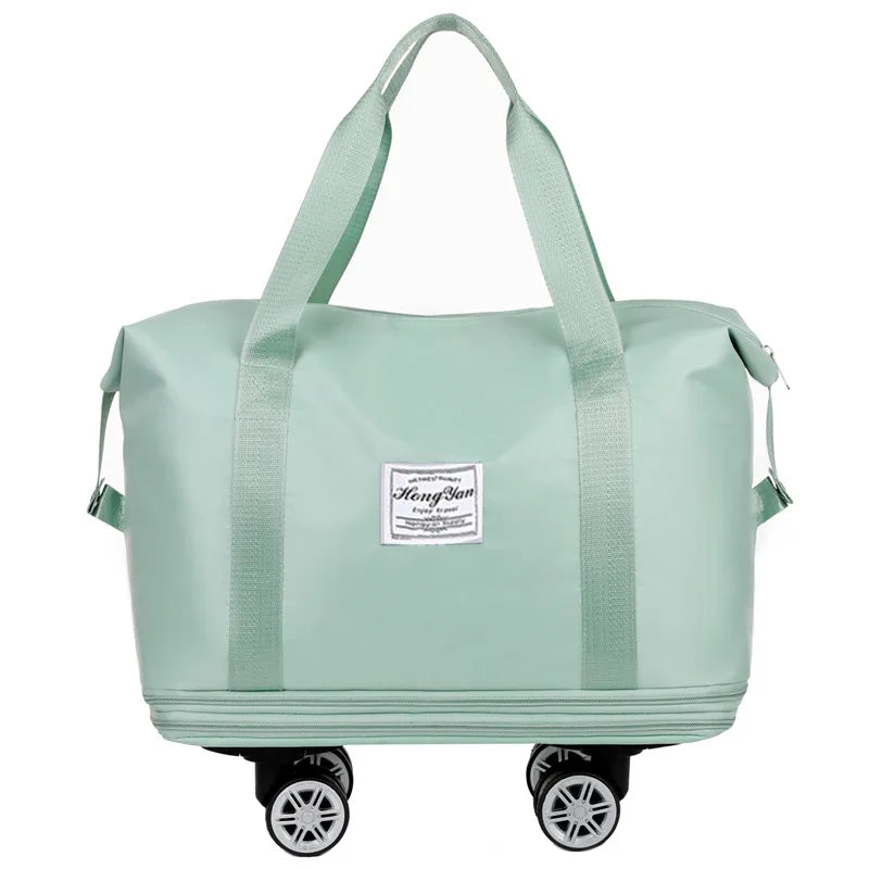 Universal Wheel Expandable Luggage Large Capacity Lightweight Travel Fitness Bag with Dry And Wet Separation Storage