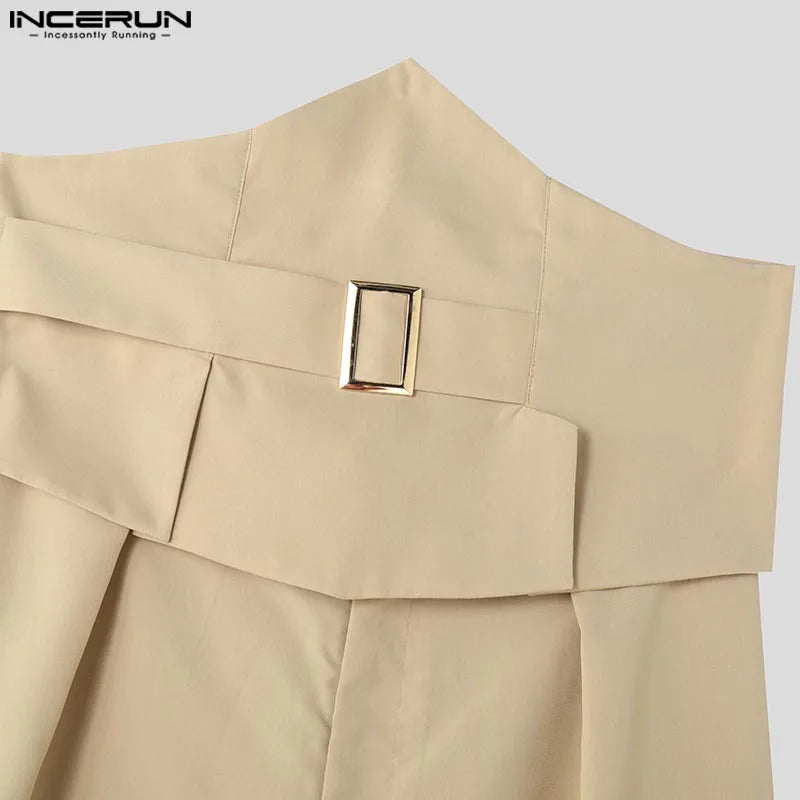 Men's Cropped Waistband Wide Leg Pants & Top Solid 2-Piece Set S–5XL – Handsome Casual Suit