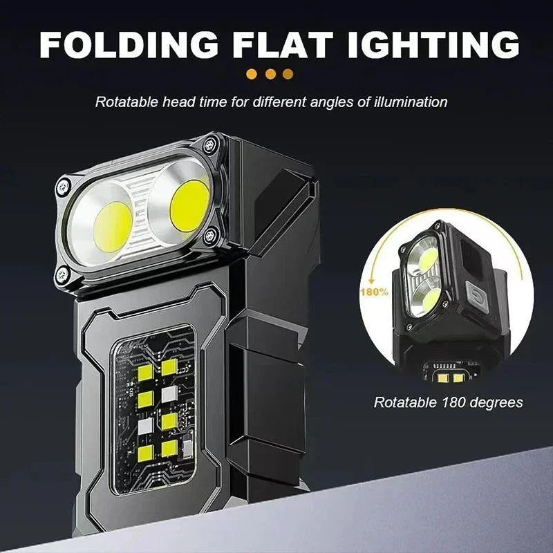 Rechargeable EDC Magnetic Mini Work Light – Adjustable LED Camping Lamp for Hiking, Fishing & Emergencies