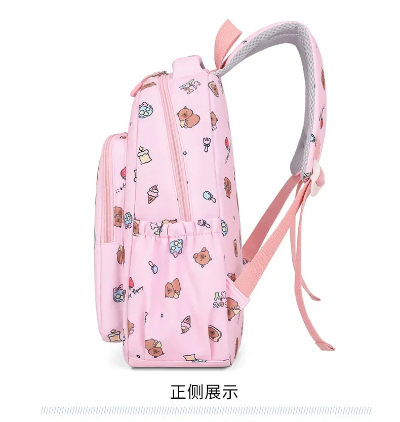 Capybara Backpack Set – Three-Piece Nylon School Set