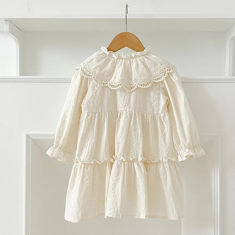 Ruffle Trim Lace Collar Baby Girls Dress — Sweet Princess Party Dress