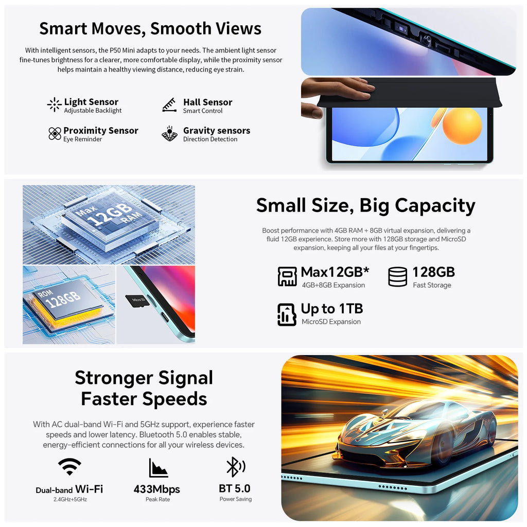 Teclast P50 Mini 8.7" Android 15 Tablet – 12GB RAM, 128GB, 90Hz, Widevine L1