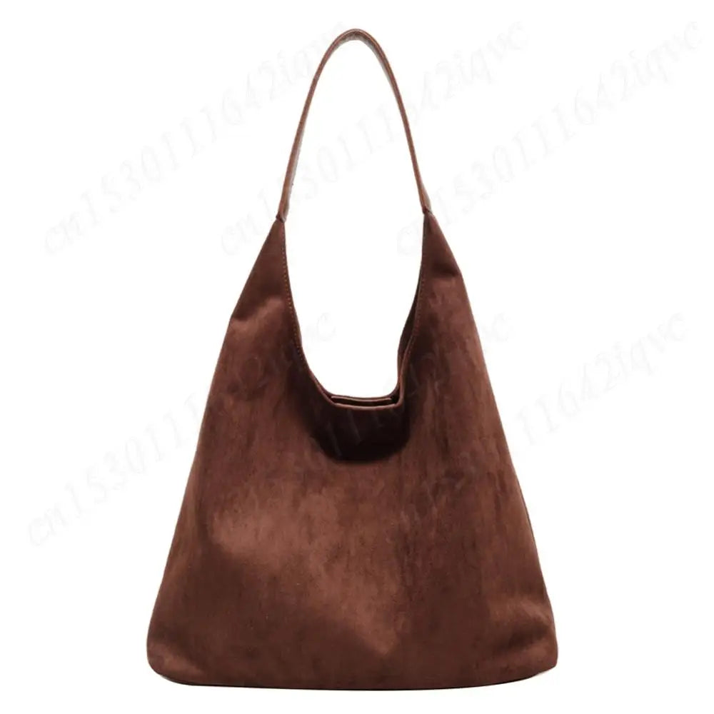 Vintage Suede Large Capacity Shoulder Tote Bag – Stylish Commuter Hobo Handbag for Women