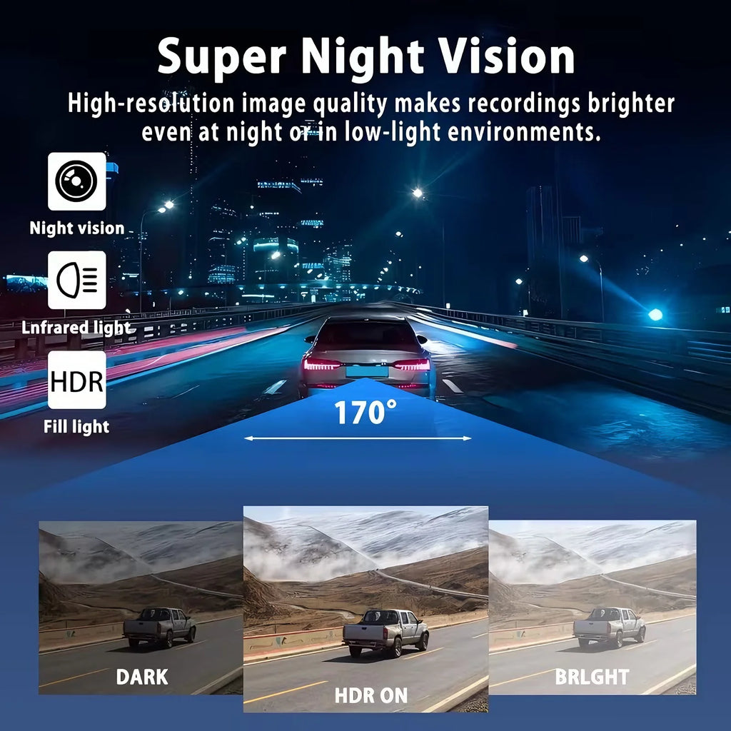 360° 4-Camera Car Dash Cam DVR System – Front, Rear, Interior & Side, Night Vision, Loop Recording