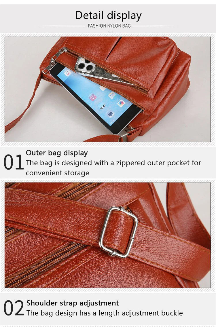 Korean Soft Leather Crossbody Shoulder Bag – Luxury Designer Tote for Women