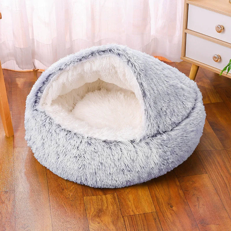 Round Plush Dog & Cat Bed – Warm Washable Pet Sofa Basket, Small to Large Dogs & Cats