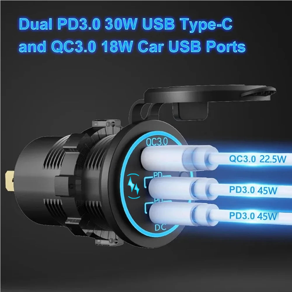78W Fast Car Charger — PD3.0 & QC3.0 Dual USB-C
