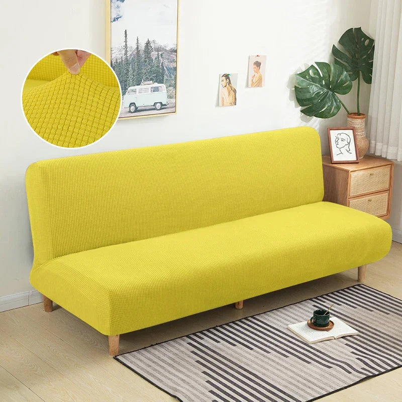 Armless Futon Sofa Bed Cover – Polar Fleece Elastic Slipcover for Folding Furniture & Bench