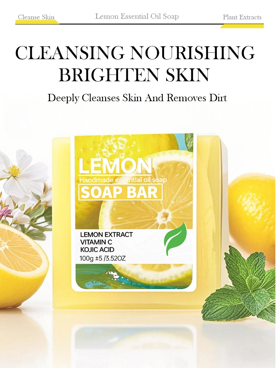 Lemon Vitamin C Brightening Soap Bar – Quercetin & Essential Oil Deep Cleansing Bar