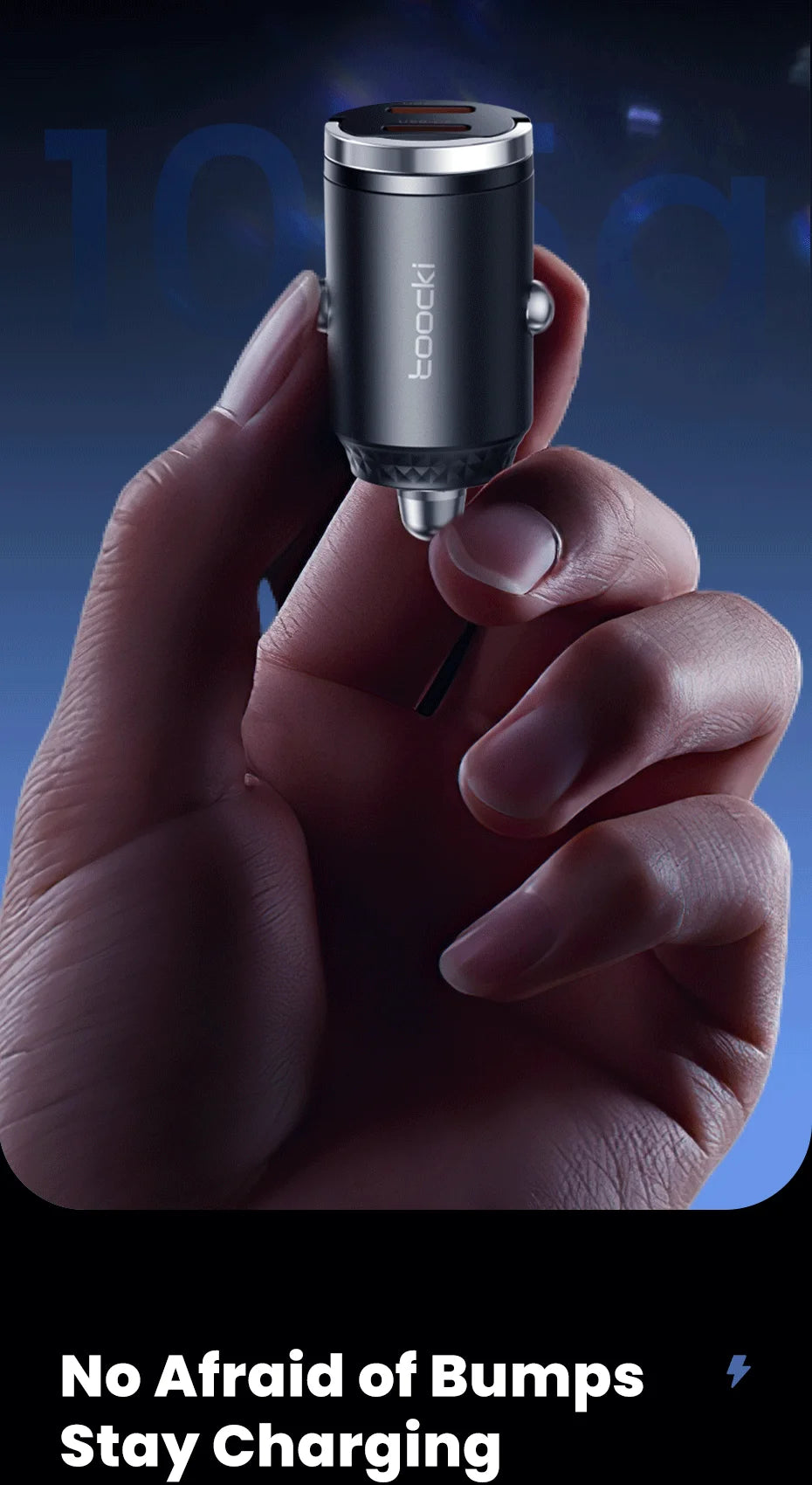 Toocki 45W Mini PD Car Charger — Fast Charging USB-C for iPhone & Samsung